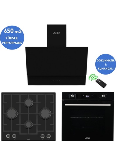 Afm Tech Ve Ferre Velvo Turbolu Siyah Dijital LN385 + FM7700 + FM3400 Ankastre Set
