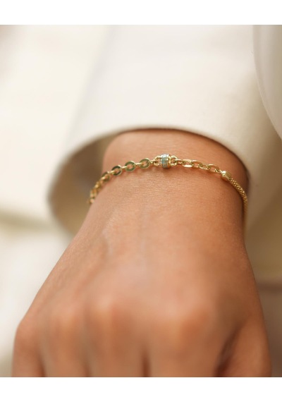 Debora Jewelry 14 Ayar Altın Mavi Mineli Zincir Bileklik