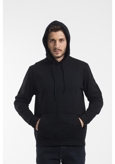 Süperlife Erkek Kapşonlu Regular Fit İnce Sweatshirt Spr 20k55 Siyah