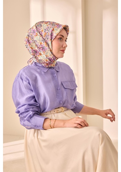 Silk Home Twill İpek Eşarp 11477-02 Ekru, Lila, Bej, Turuncu, Taba, Turkuaz