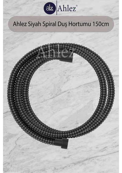 Mat Siyah Örgülü Ipli Duş Spiral Hortumu Zinciri 150cm Kaliteli Plastik Diğer