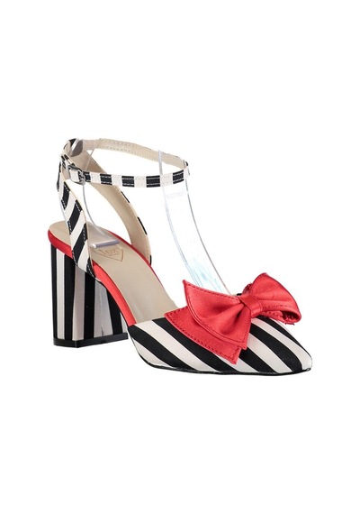 Fox Shoes Siyah/beyaz/kırmızı Kadın Topuklu Ayakkabı D654070704 Siyah - Kırmızı