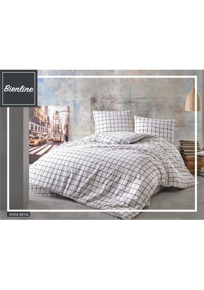 Komfort Home Çift Kişilik Ranforce Nevresim Takımı / Ekose Beyaz Çok Renkli