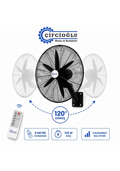 Çifcioğlu Ayaklı 75 Cm Sanayi Tipi Uzaktan Kumandalı Vantilatör