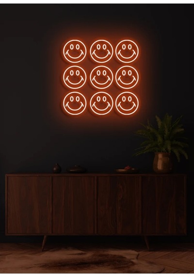 Gülücük Figürlü Neon Tabela Turuncu