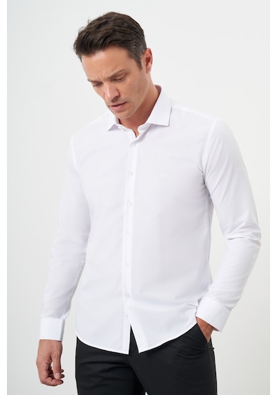 Morven Erkek Beyaz Basic Düz Desen İtalyan Yaka Slim Fit Gömlek 24mc004006600 Beyaz