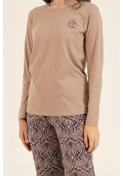 Arnetta Kadın Everyday Is A Fresh Start Kahverengi Uzun Kol Pijama Takım Ar3769-s-v2 Ar3769-s-v2