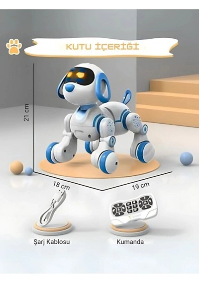 Akıllı Programlanabilir Uzaktan Kumandalı Dans Eden Robot Köpek Led Işıklı, Müzikli, İnteraktif Oyuncak