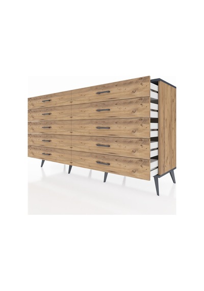 Hyperion Konsol 10 Çekmeceli 176x44x99 Çam-antrasit/çam Çam-antrasit/çam