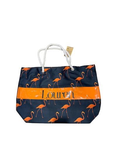 Monte Lui 1011 Plaj Çantası Flamingo Desen Siyah