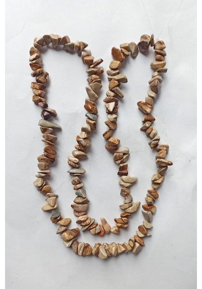 Iri Doğal Jasper Kırıktaş Dizi-80 Cm. Gümüş - Siyah