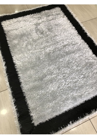 Saray Halı Simli Deri 125X180 Gri Siyah Beyaz Derili Simli Halı !