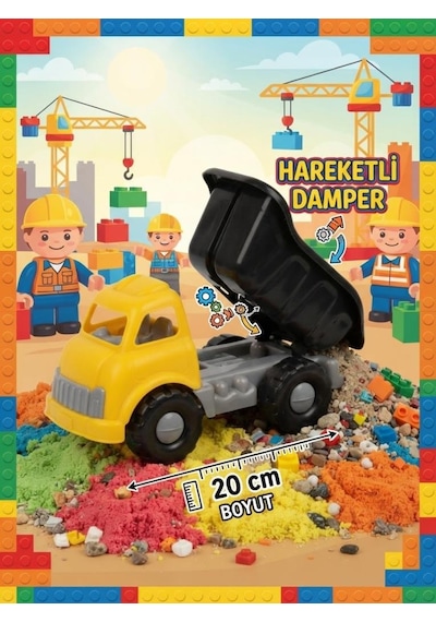 Sevimli Oyuncak Kamyon 20 Cm Hareketli Çocuk Güvenli Damperli İnşaat Kamyonu Çok Renkli