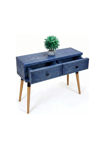 Mobenta Stria Entry: Modern Masif Dresuar 2 Çekmeceli Antre Konsolu - 120x31.5 Ig Mavi
