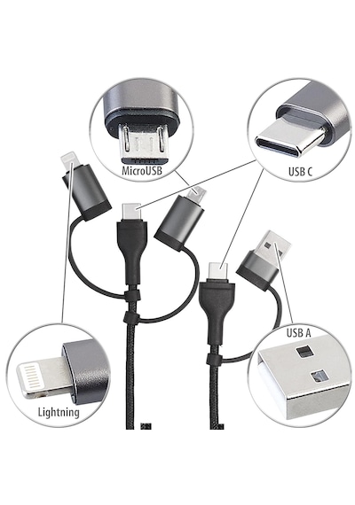 Abatech 6 In 1 Hızlı Şarj Ve Veri Kablosu Usb-a/c Usb-c/micro Usb, 3a/60w