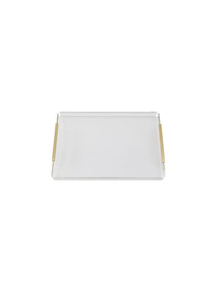 4-6 Kişilik Kahve/çay Pleksi Tepsi Düz Kulp %100 Pirinç Gold