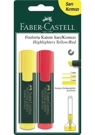 Faber Castell Fosforlu Kalem Sarı - Kırmızı Çok Renkli