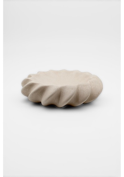 Fjora Bej Dokulu Bohem Seramik Obje Tabak 23x7 Cm