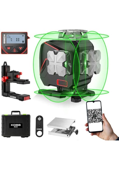 Kobb Kbl36g Şarjlı Lcd Ekran Otomatik Hizalamalı Yeşil Çapraz Çizgi Lazer Distomat + Uzaktan Kumanda + Taşıma Çantası