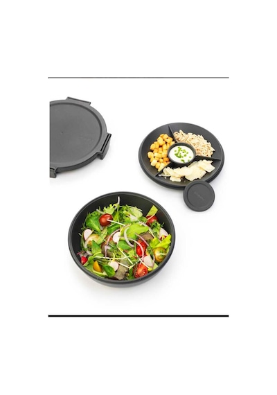 Brb-8710755206344-brabantia Make Take Dark Grey Plastik Bölmeli Yemek Taşıma Tabağı 1.3l Koyu Gri