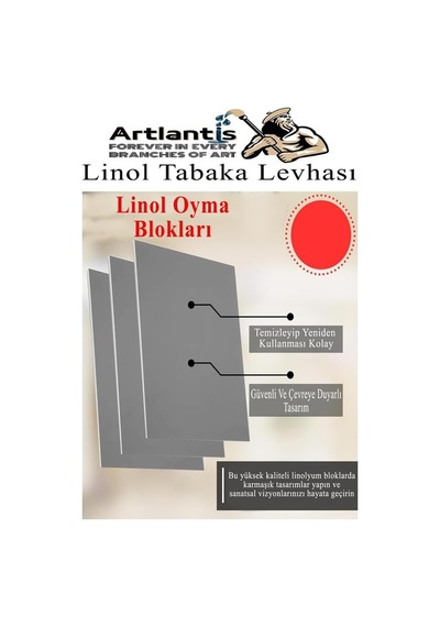 Linol Tabaka Levhası A3 30x42 Cm 2mm Gri 1 Adet Linolyum Tabaka Gri Linol Muşamba Baslı Levha Diğer