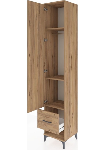 Hyperion Dolap 3 Raflı Tek Çekmeceli Tek Askılı 44x44x243 Çam... Çam Hyperion Dolap 3 Raflı Tek Çekmeceli Tek Askılı 44x44x243 Çam... Çam