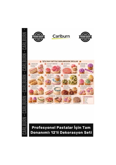 Özel Üretim Çelik Pasta Krema Süsleme Profesyonel Pastalar İçin Tam Donanımlı 12'li Dekorasyon Seti