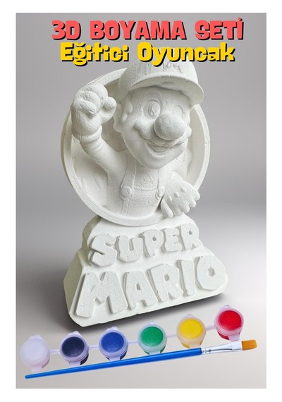 Super Mario 15 Cm Boyunda Beton/taş/figür/büst Boyama Seti-çocuk Boyama Etkinliği