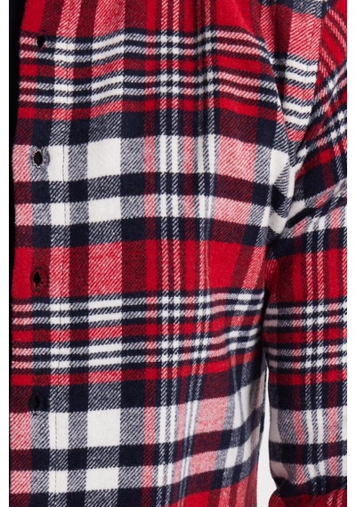 Tudors Erkek Slim Fit Dar Kesim Kareli Kışlık Oduncu Gömlek-42340 Kırmızı