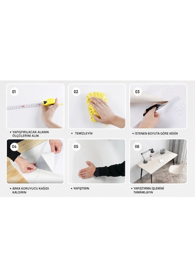 Yapışkanlı Beyaz Mermer Desenli Sticker 30x30 Cm Beyaz - Çok Renkli