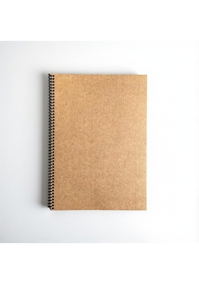 Çizgisiz Spiralli Not Defteri, A4 Boyut 21x29,7 Cm , 60 Yaprak, 90gr. Ivory Kağıt, Ofis İçin İdeal Kahverengi Kapak