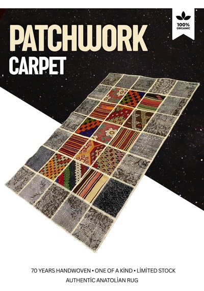 Vintage Halı Özel Tasarım Patchwork Koleksiyonu Çok Renkli