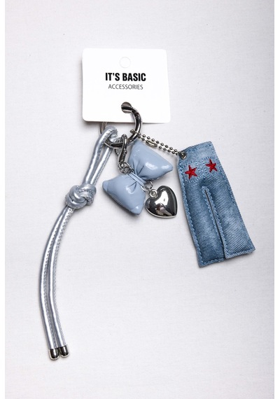 Mavi Çoklu Obje Charm Anahtarlık Telefon Denim Ve Çanta Aksesuarı