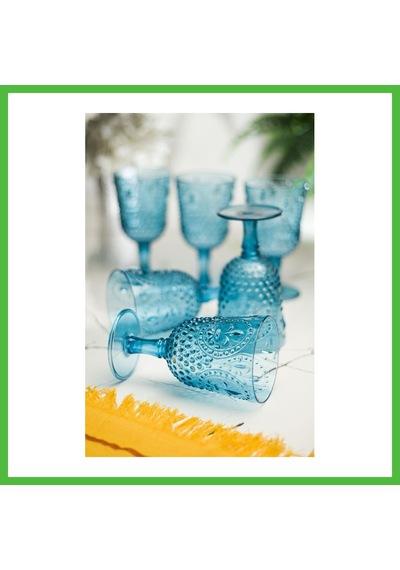 Vaveni Akrilik Aquamarin 6'lı Kadeh & Su Meşrubat Kahve Yanı Bardağı 450 Ml Cam Değildir Arz