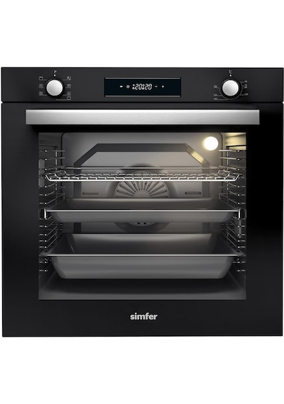 Simfer 8 Fonksiyon Siyah Multi Turbo Dijital 2'li Ankastre Set (7381 Fırın + 3653 Ocak)