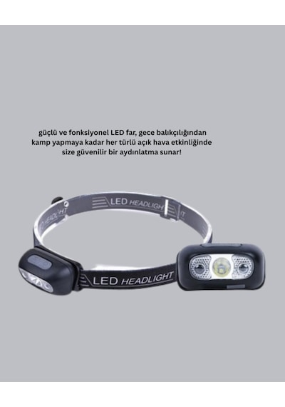 Gece Balıkçılığı İçin Ultra Parlak Şarjlı Kafa Lambası 4 Işık Modu + Usb Şarj