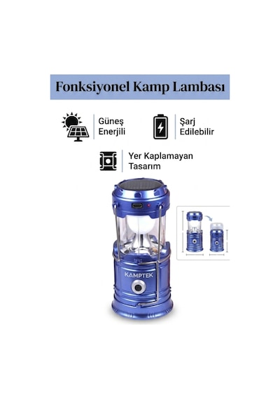 Led Taşınabilir Çadır Kamp Dış Mekan Lambası Feneri Fonksiyonlu Metal Gövde 3 Modlu Renkli