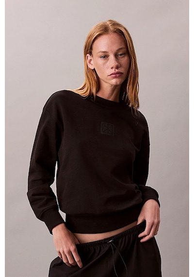 Calvin Klein Kadın Regular Kalıp Bisiklet Yaka Sweatshirt - Siyah Black