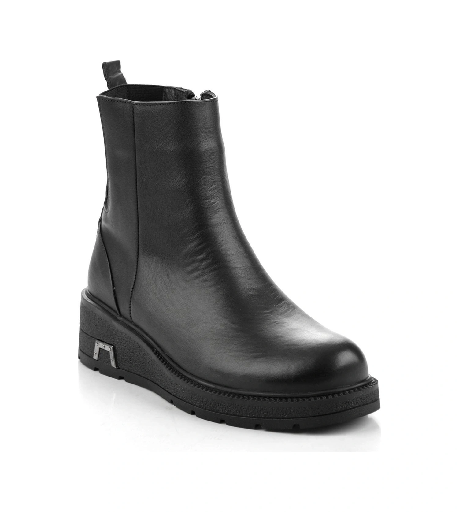 Bambi Siyah Hakiki Deri Kadın Bot & Bootie K02717251903 Siyah