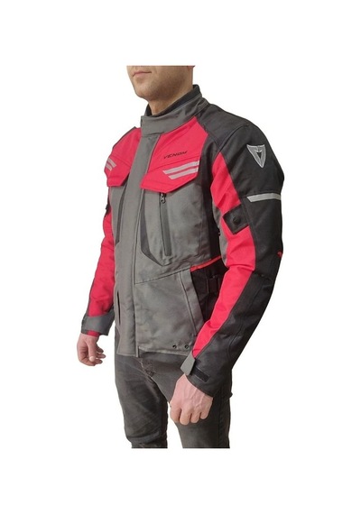 Venom Kopenhag Motosiklet Montu Gri-kırmızı Full Koruma Motorcu Montu