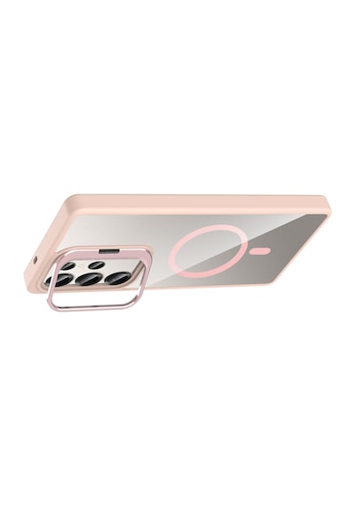Adige Samsung Galaxy Uyumlu S25 Ultra Kılıf Etro Standlı + Kamera Lens Koruyucu Pembe