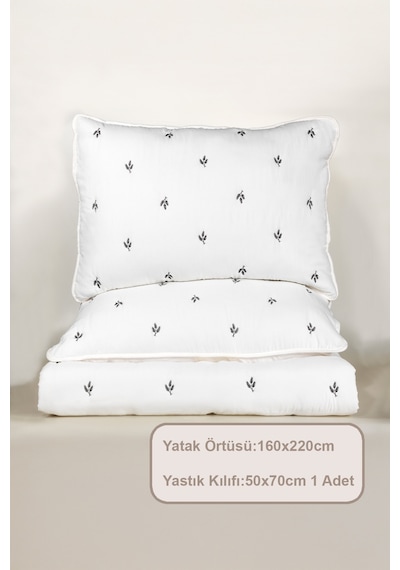 Elart Larissa Yatak Örtüsü Seti Tek Kişilik Nakışlı 160x220 Cm Siyah Siyah