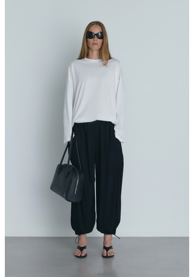 Suud Collection Beyaz Uzun Kollu Oversize Tişört