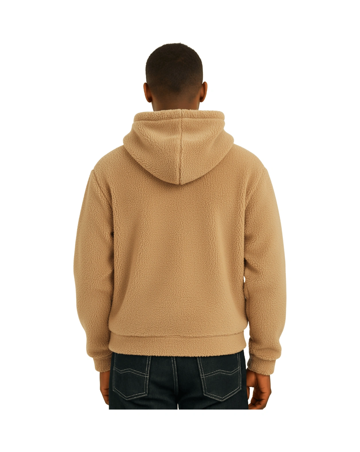 Genius Store Genıus Store Erkek Kapüşonlu Polar Sherpa Kuzu Kumaş İçi Şardonlu Kapüşonlu Sweatshırt Sherpa-kap Bej
