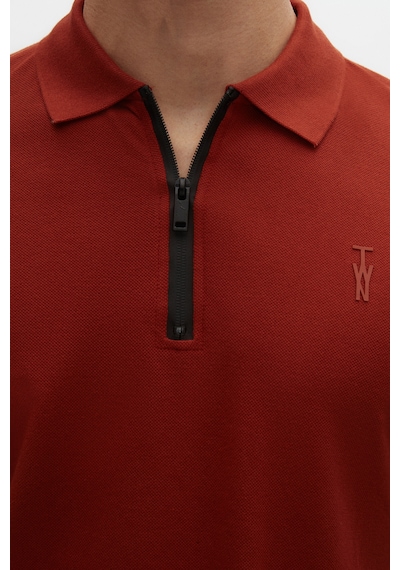 Twn Slim Fit Kiremit Pike Dokulu Yarım Fermuarlı Polo Yaka T-shirt 4ec14ortfrplo KIREMIT Twn Slim Fit Kiremit Pike Dokulu Yarım Fermuarlı Polo Yaka T-shirt 4ec14ortfrplo KIREMIT