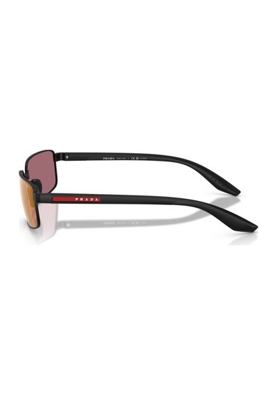 Prada Ps B54s 1bo07a 59 Linea Rossa Erkek Polarize Dikdörtgen Aynalı Siyah Metal Güneş Gözlüğü Siyah