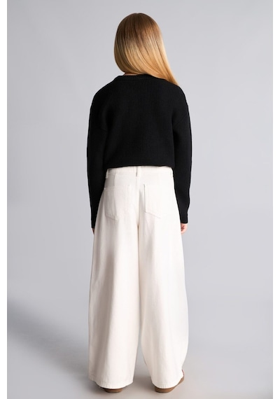 Defacto Wıde Leg Cepli Gabardin Geniş Paça Pantolon Kız Çocuk I2678a826auer105 Ekru-er105