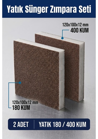 180 - 400 Kum Sünger Zımpara Seti 120x100x12 Mm Yatık El Zımparası 2 Adet
