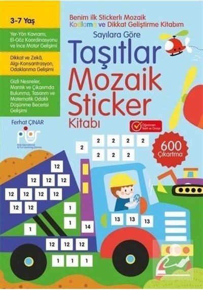 Taşıtlar Mozaik Sticker Kitabı Sayılara Göre 3 - 7 / Ferhat Çınar
