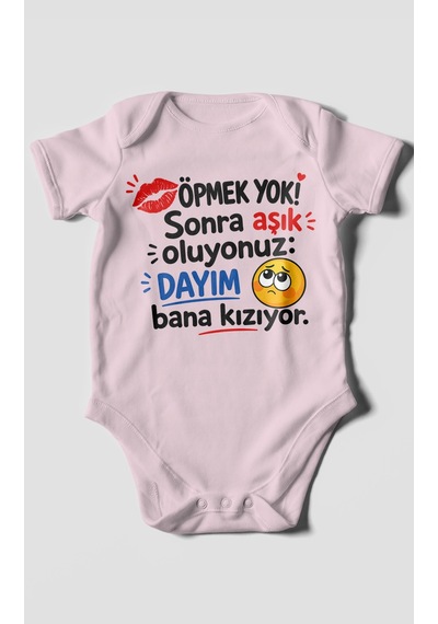 Morivokids Dayıya Özel Kısa Kollu Bebek Body %100 Pamuk Zbn169-kk Bebe Pembe